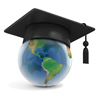 a globe with a graduation cap