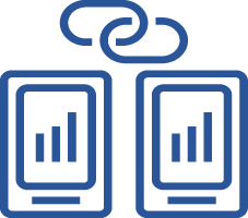 Icon of two computers linking together